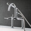 image:imageKingston Brass AE8107DL Deck Mount Tub Filler with Hand Shower Brushed BrassPolished Chrome