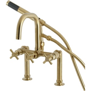 image:imageKingston AE8401DX DeckMount Clawfoot Tub Faucet Polished ChromeBrushed Brass