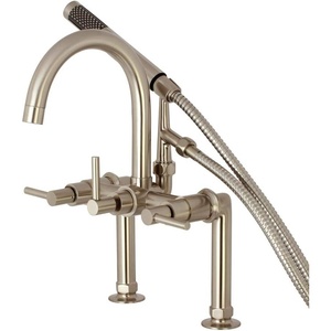 image:imageKingston Brass AE8107DL Deck Mount Tub Filler with Hand Shower Brushed BrassBrushed Nickel