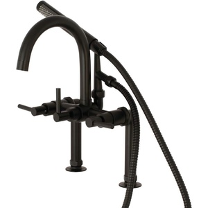image:imageKingston Brass AE8107DL Deck Mount Tub Filler with Hand Shower Brushed BrassMatte Black