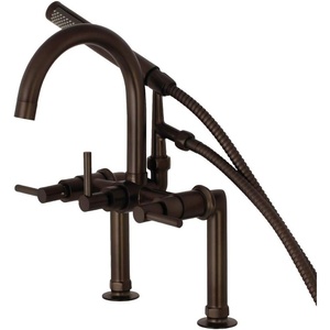 image:imageKingston Brass AE8107DL Deck Mount Tub Filler with Hand Shower Brushed BrassOil Rubbed Bronze