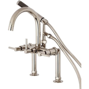 image:imageKingston Brass AE8107DL Deck Mount Tub Filler with Hand Shower Brushed BrassPolished Nickel