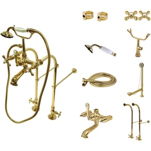 image:imageKingston Brass CCK5172AX 7Inch Center Rigid Free Standing Clawfoot Tub Filler Combo Polished BrassPolished Brass