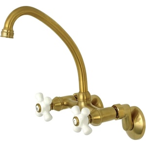 image:imageKingston Brass KS614SB 2Handle Wall Mount Kitchen Faucet Brushed BrassBrushed Brass