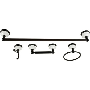 image:imageKingston BAK1111478C Bar Bathroom Accessory Set Polished ChromeMatte Black