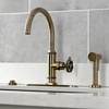 image:imageKingston KS2433RKX SingleHandle Kitchen Faucet Antique BrassAntique Brass
