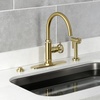 image:imageKingston KS2433RKX SingleHandle Kitchen Faucet Antique BrassBrushed Brass