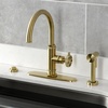image:imageKingston KS2433RKX SingleHandle Kitchen Faucet Antique BrassBrushed Brass