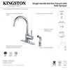 image:imageKingston LS8570DLSP SingleHandle Kitchen Faucet Matte BlackPolished Chrome