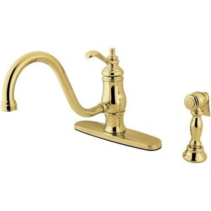 image:imageKingston KS1572TLBS SingleHandle Kitchen Faucet Polished Brass