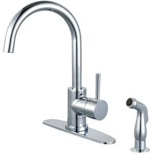 image:imageKingston LS8570DLSP SingleHandle Kitchen Faucet Matte BlackPolished Chrome