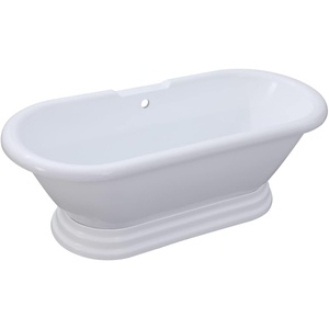 image:imageVTPE672824PBA Kingston Brass 67Inch Acrylic Double Ended PedestalTub No FaucetDrillings Glossy White