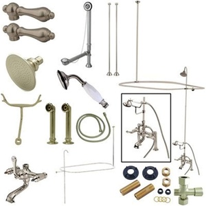 image:imageKingston Brass CCK1178DAL VintageAqua Eden 7Inch Center Clawfoot Tub Fixture with Shower Riser Package Combo Brushed NickelBrushed Nickel